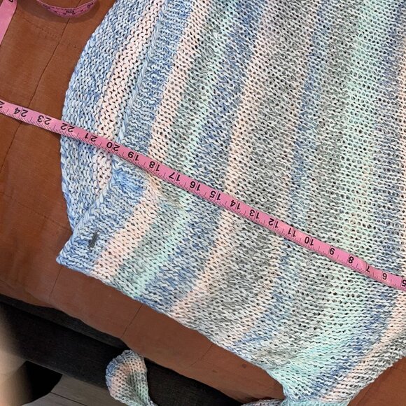Abercrombie & Fitch Womens Pastel Striped Knit Sweater M/L Lightweight Open Weav - Picture 7 of 9